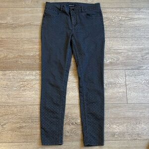 Vintage Y2K Karen Millen Washed Black Grey Low Rise Skinny Jeans Diamond Pattern